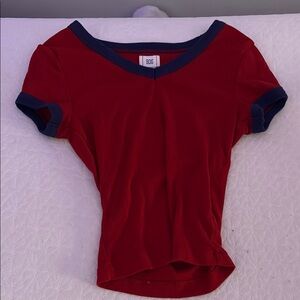 Urban Outfitters  Women's Red Top with Navy Accents